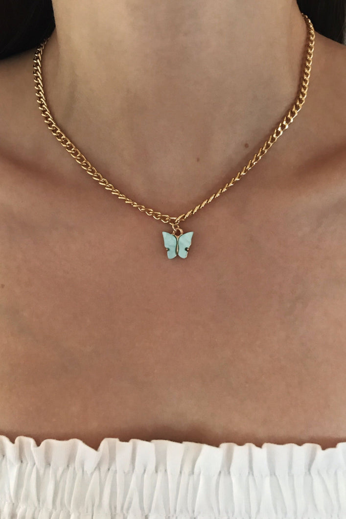 Celeste Blue Butterfly Necklace