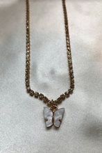 Load image into Gallery viewer, White Diamanté Butterfly Necklace