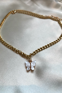 White Butterfly Necklace